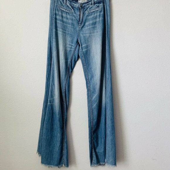 Free People Just Float On Flare Bell Bottom High Rise Raw Hem Jeans - Picture 2 of 6